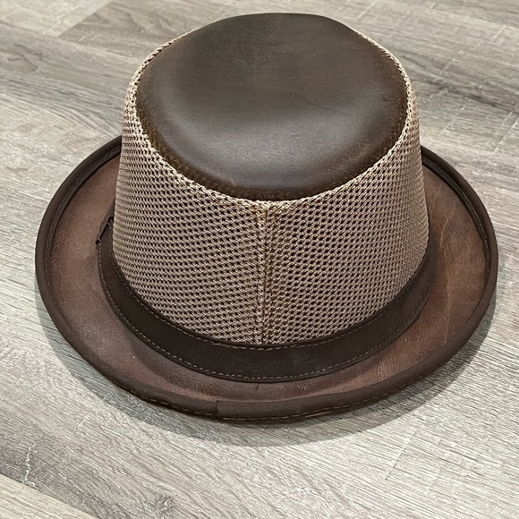 Ashbury Player Leather Made in USA I’ll Sleep When I’m Dead Fedora Hat Brown - Picture 3 of 8